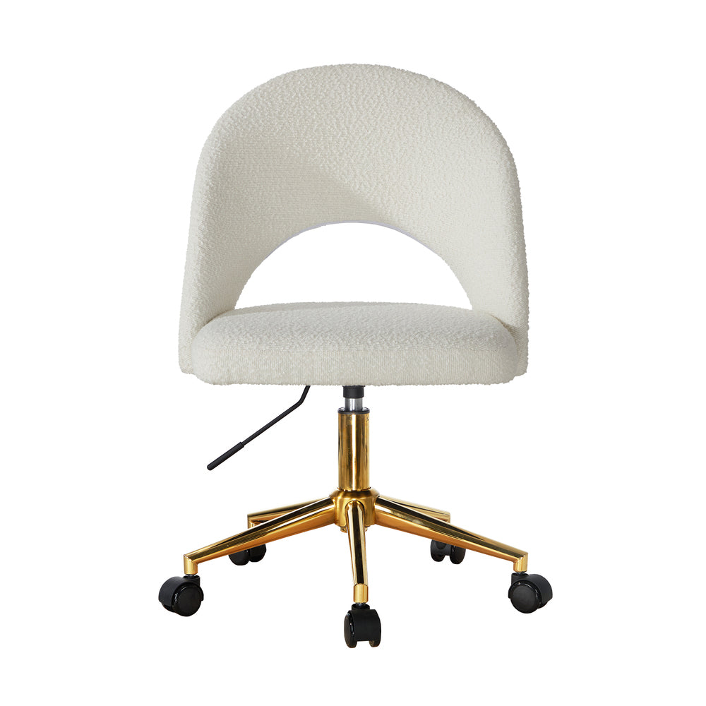 NNEED Hollow Armless Home Office Chair Boucle White&Gold