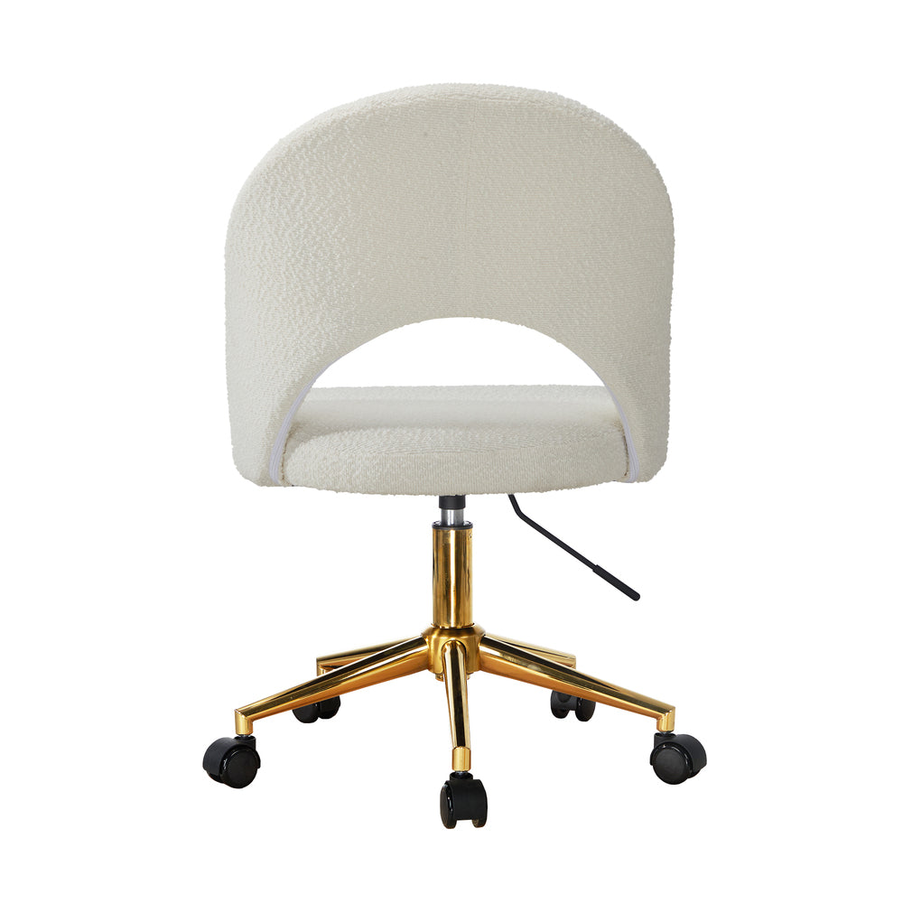 NNEED Hollow Armless Home Office Chair Boucle White&Gold