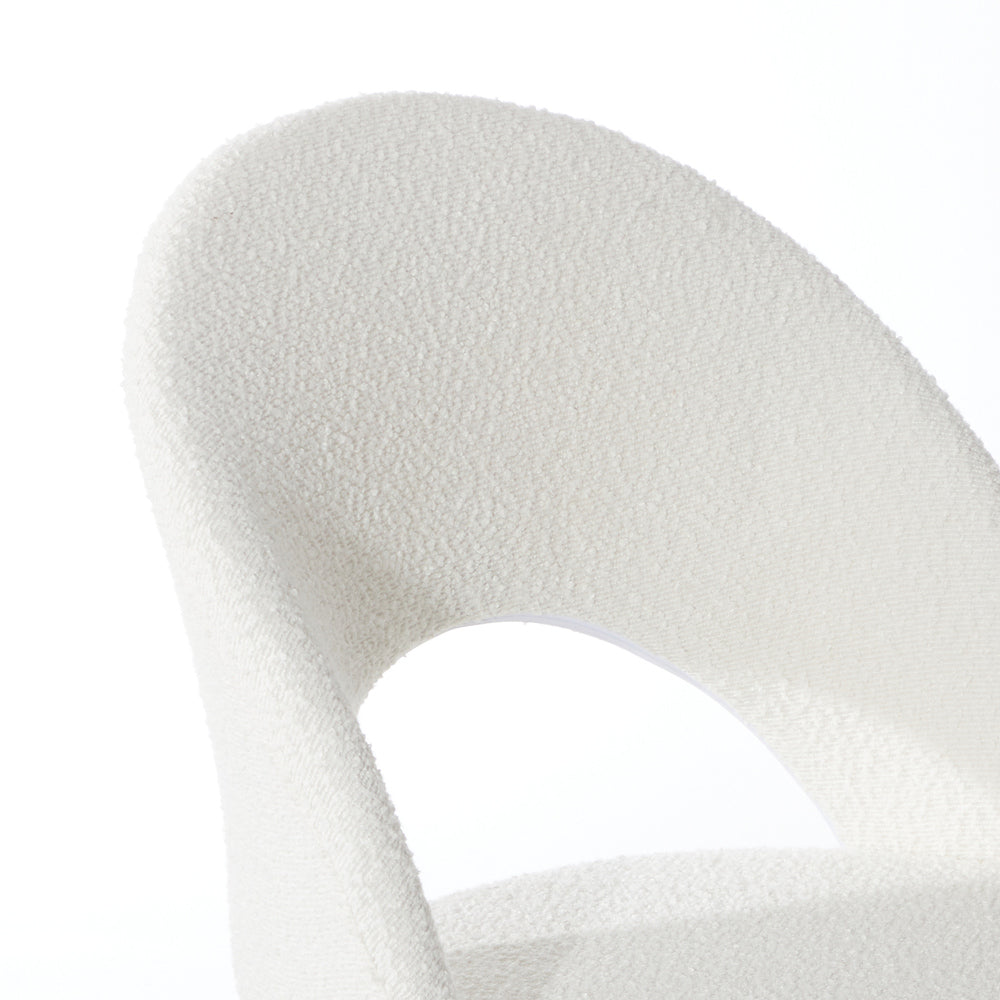 NNEED Hollow Armless Home Office Chair Boucle White&Gold