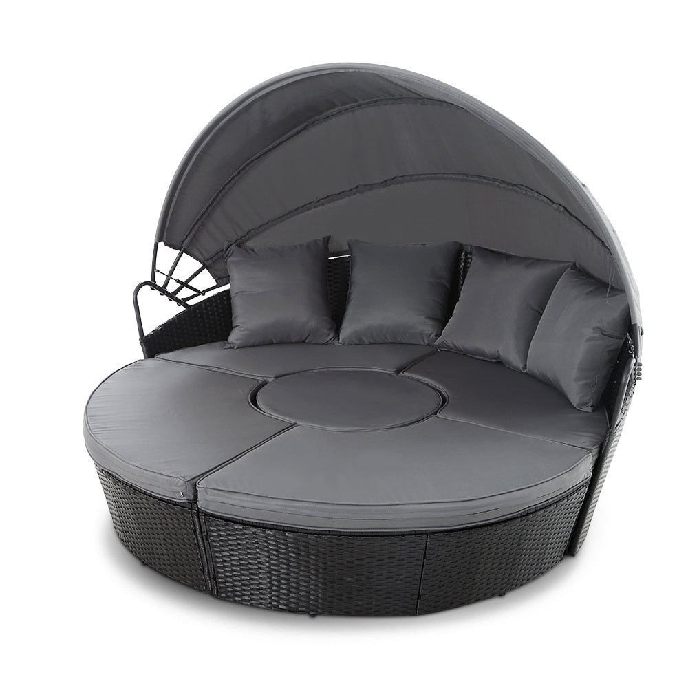 NNEDSZ Lounge Setting Sofa Patio Furniture Wicker Garden Rattan Set Day Bed Black