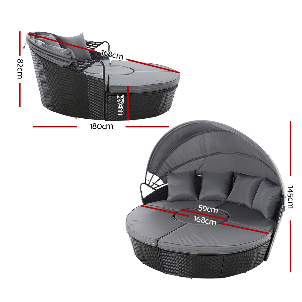 NNEDSZ Lounge Setting Sofa Patio Furniture Wicker Garden Rattan Set Day Bed Black