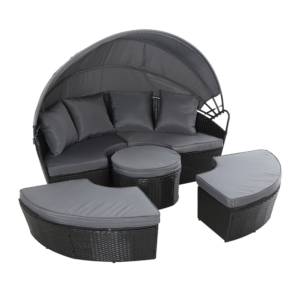 NNEDSZ Lounge Setting Sofa Patio Furniture Wicker Garden Rattan Set Day Bed Black