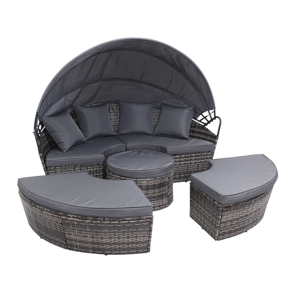 NNEDSZ Lounge Setting Sofa Patio Furniture Wicker Garden Rattan Set Day Bed Grey