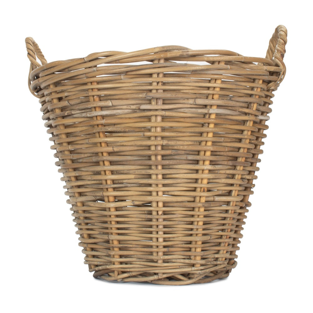 Small Round Grey Rattan Log Basket