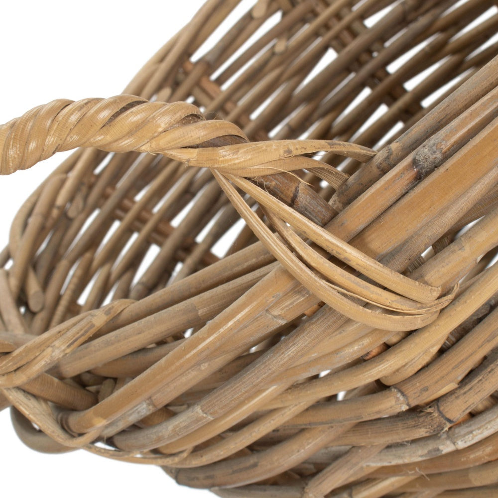 Small Round Grey Rattan Log Basket