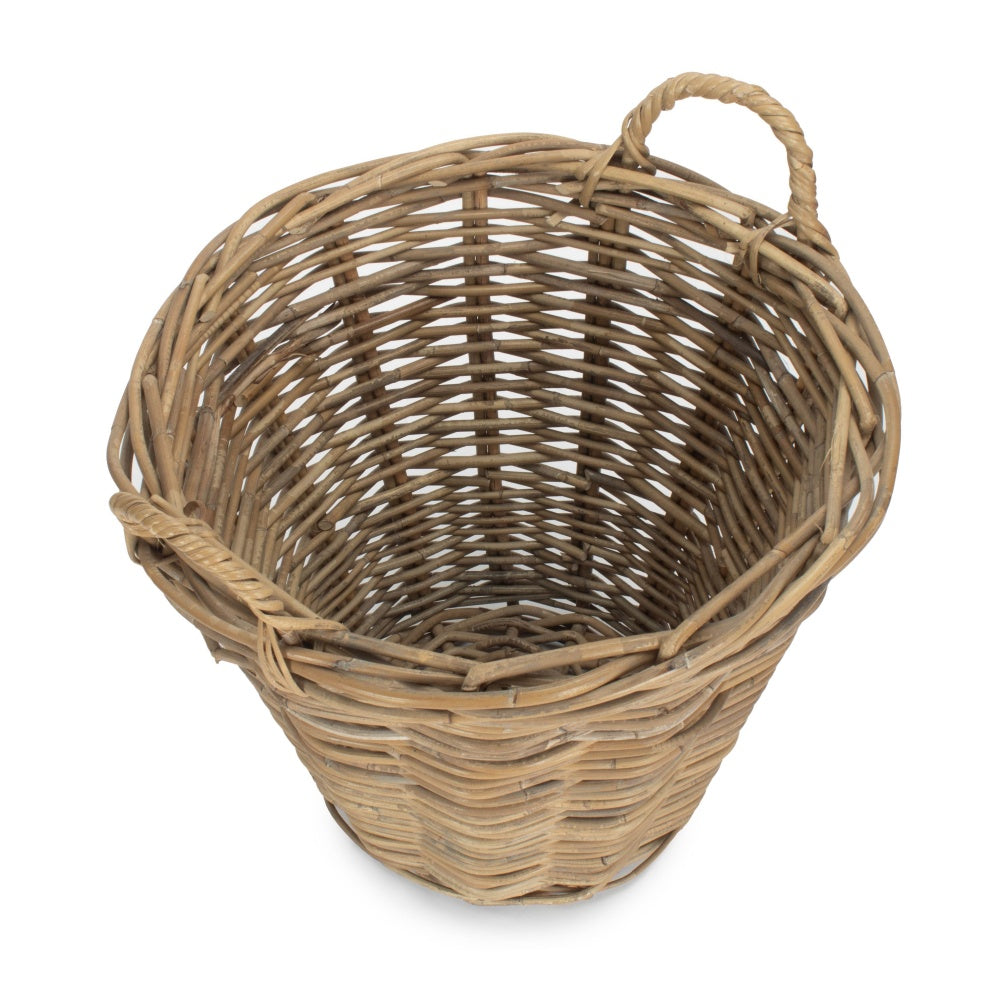 Small Round Grey Rattan Log Basket