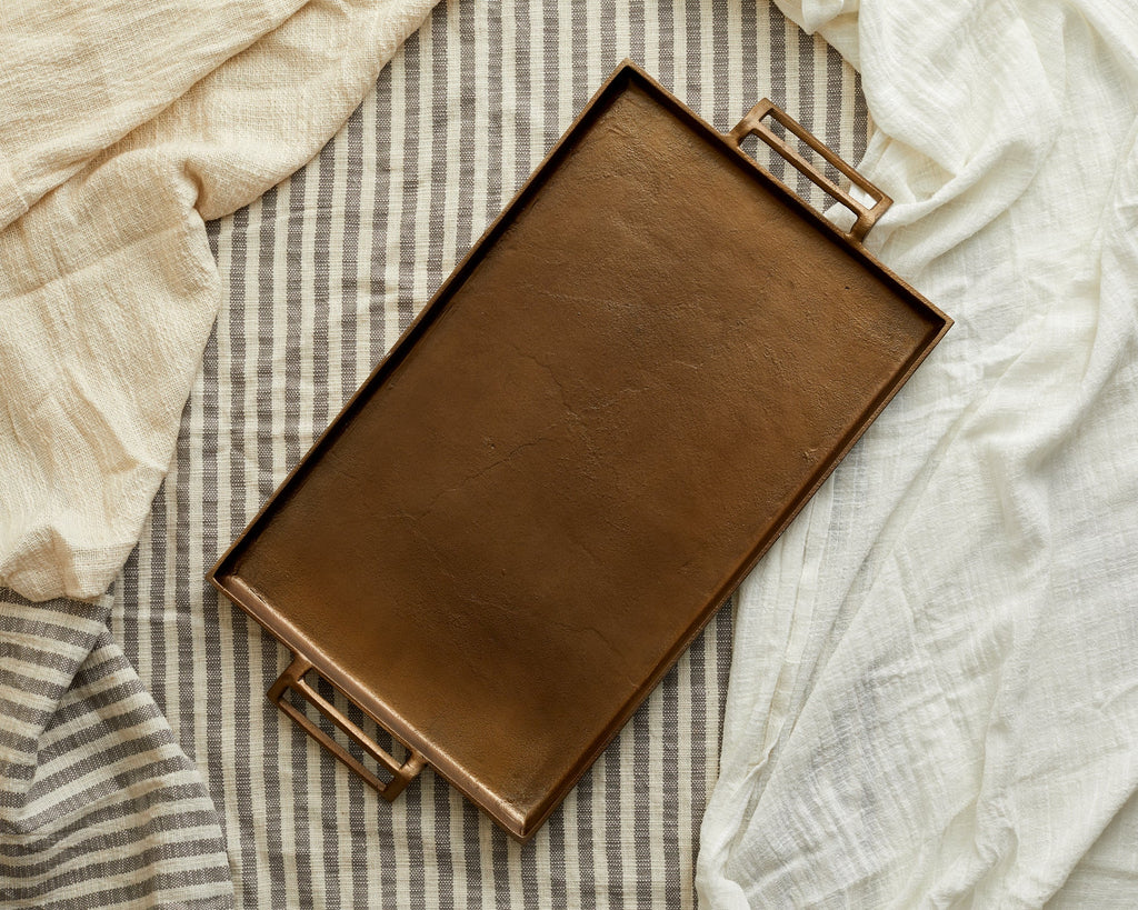 Lousine Rustic Bronze Finish Rectangular Serving Tray
