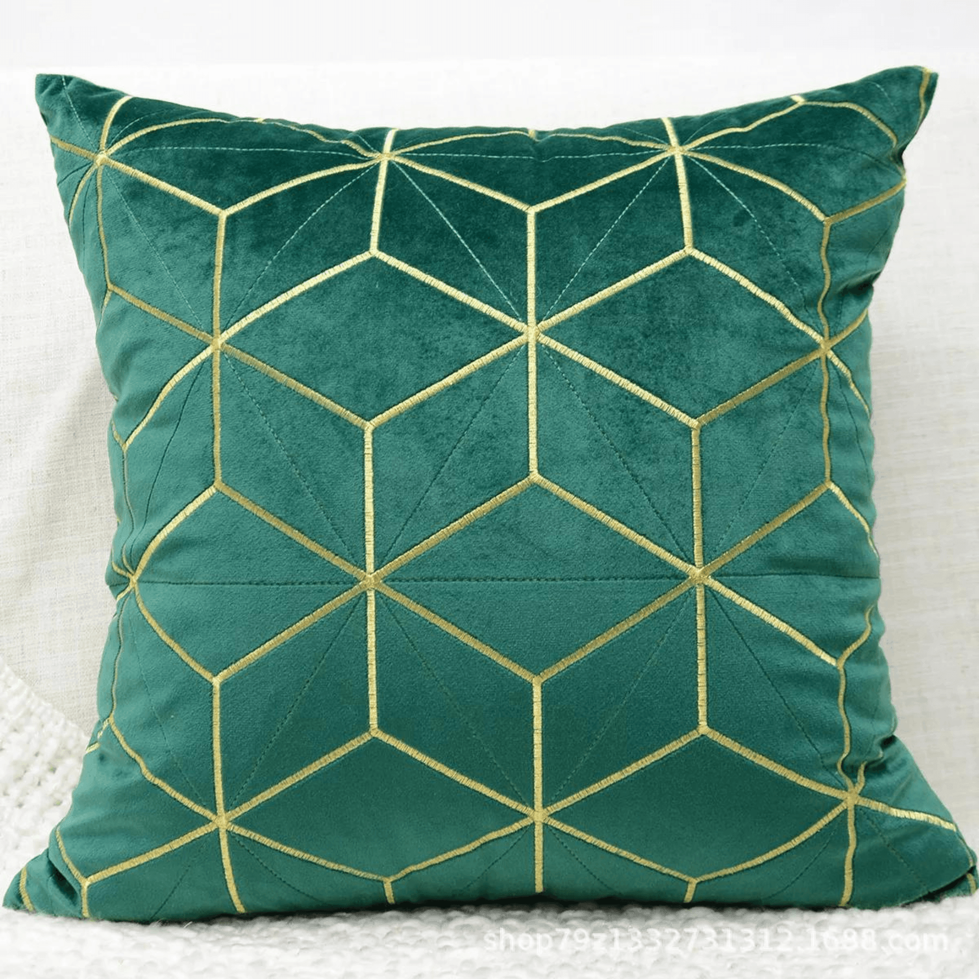 Gold Plaid Velvet Cushion Cover (18x18" - 45x45 cm)-9