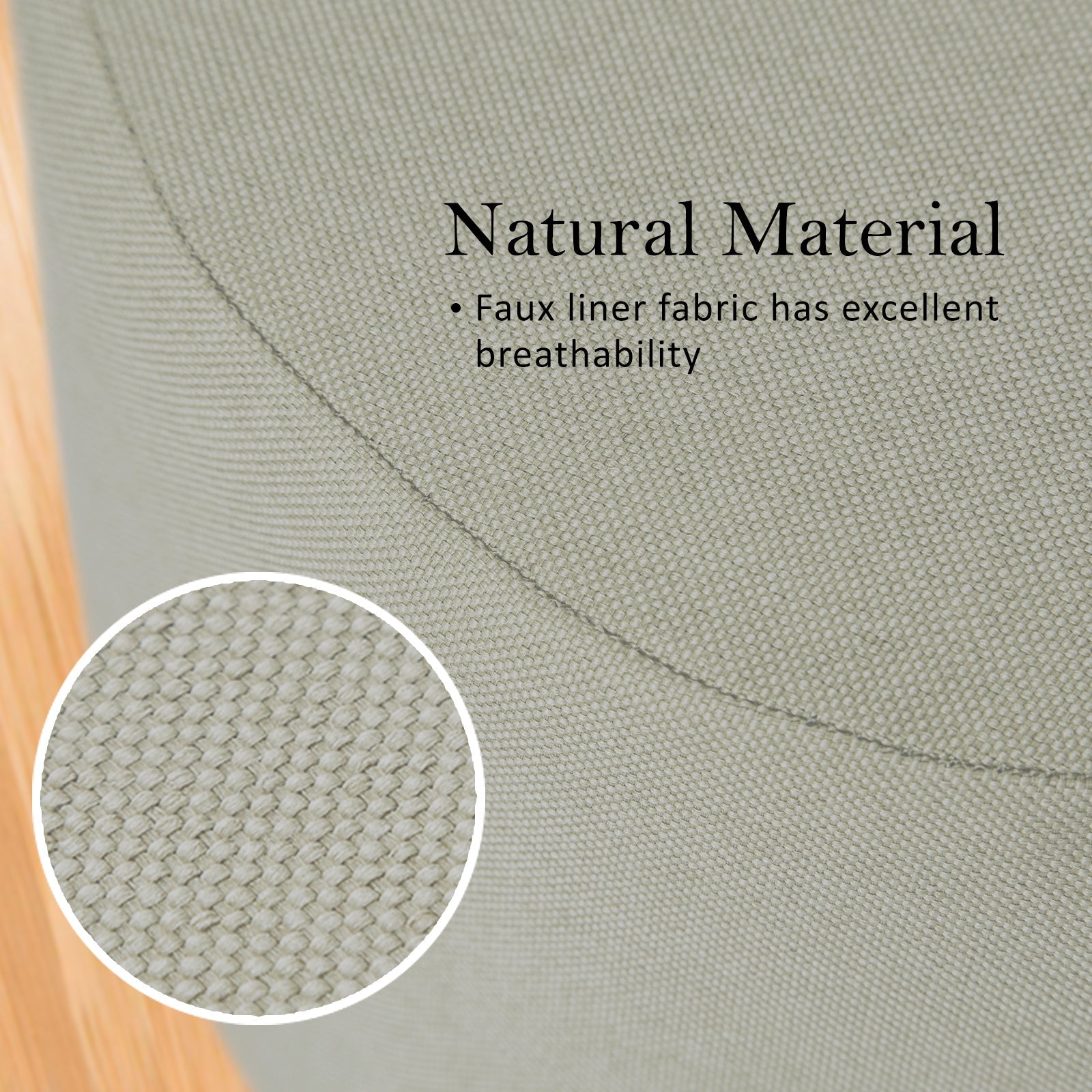 NNEDSZ 2 Set Grey Fabric Ottoman Round Wooden Leg Foot Stool