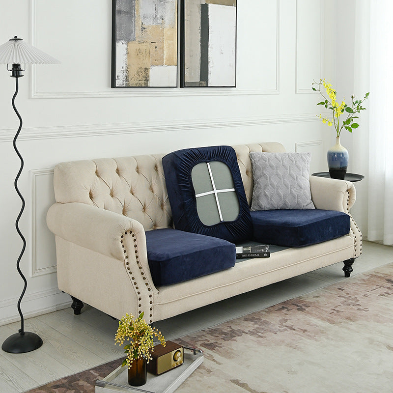 NNEDSZ 2 Pcs Navy Blue Elegant Polyester Sofa Cover - Full Protection Against Cat Scratches & Wear