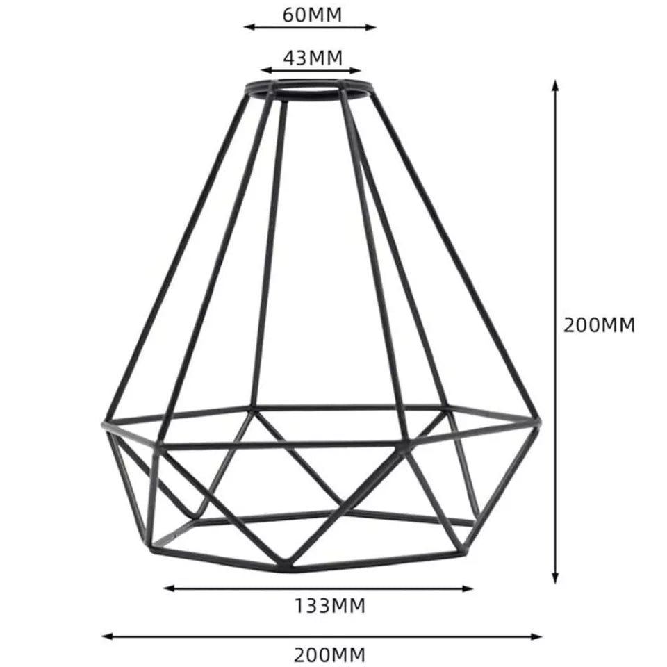 Yellow Diamond Cage Pendant Lamp Shade Metal Wire Ceiling Light Fixture ~1900