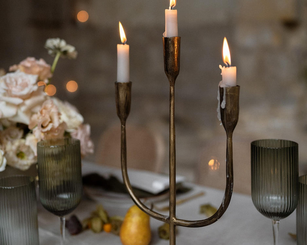 Camille Rustic Iron Trident Candelabra