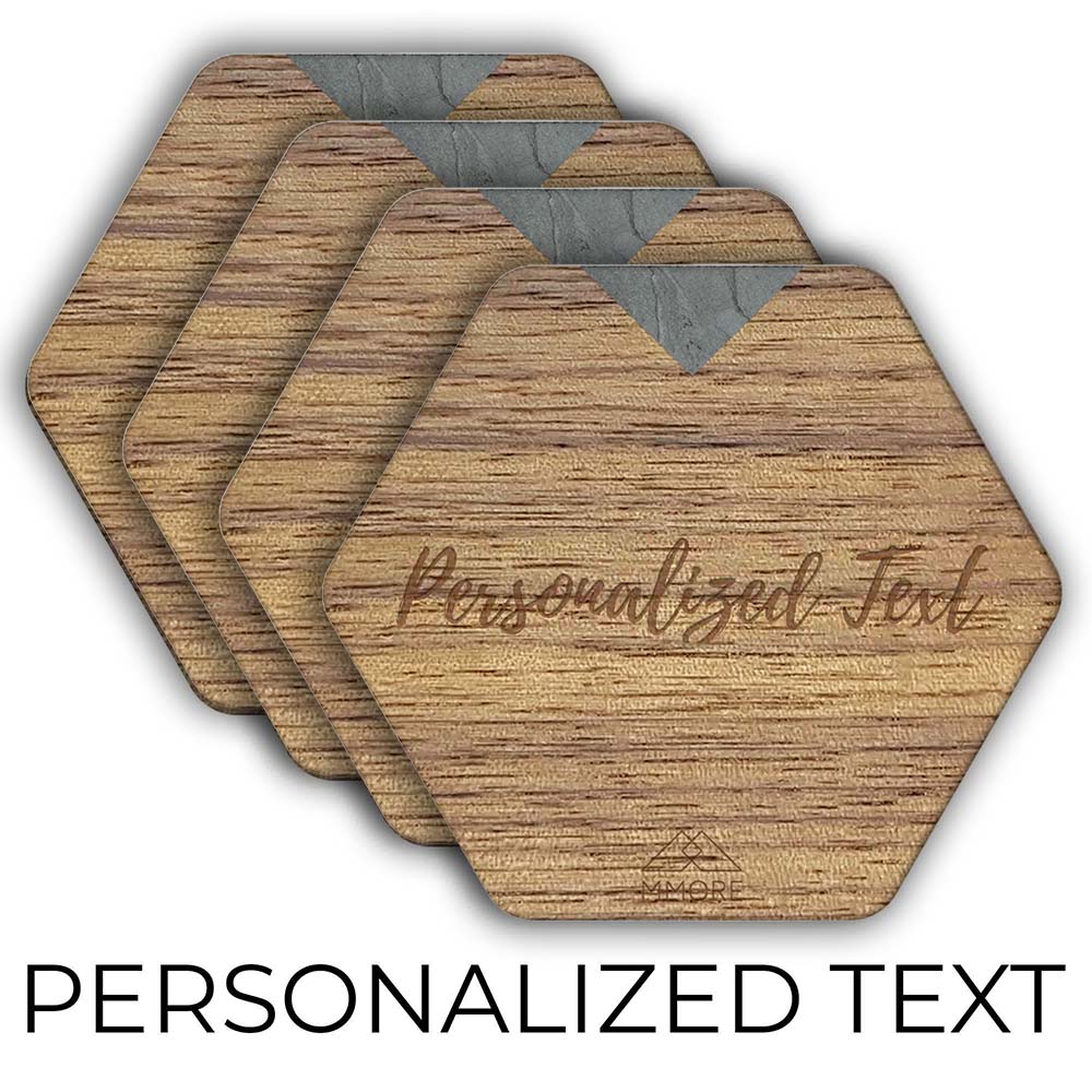 PERSONALIZED Wooden Coasters - American Walnut / Set of 4 Coasters