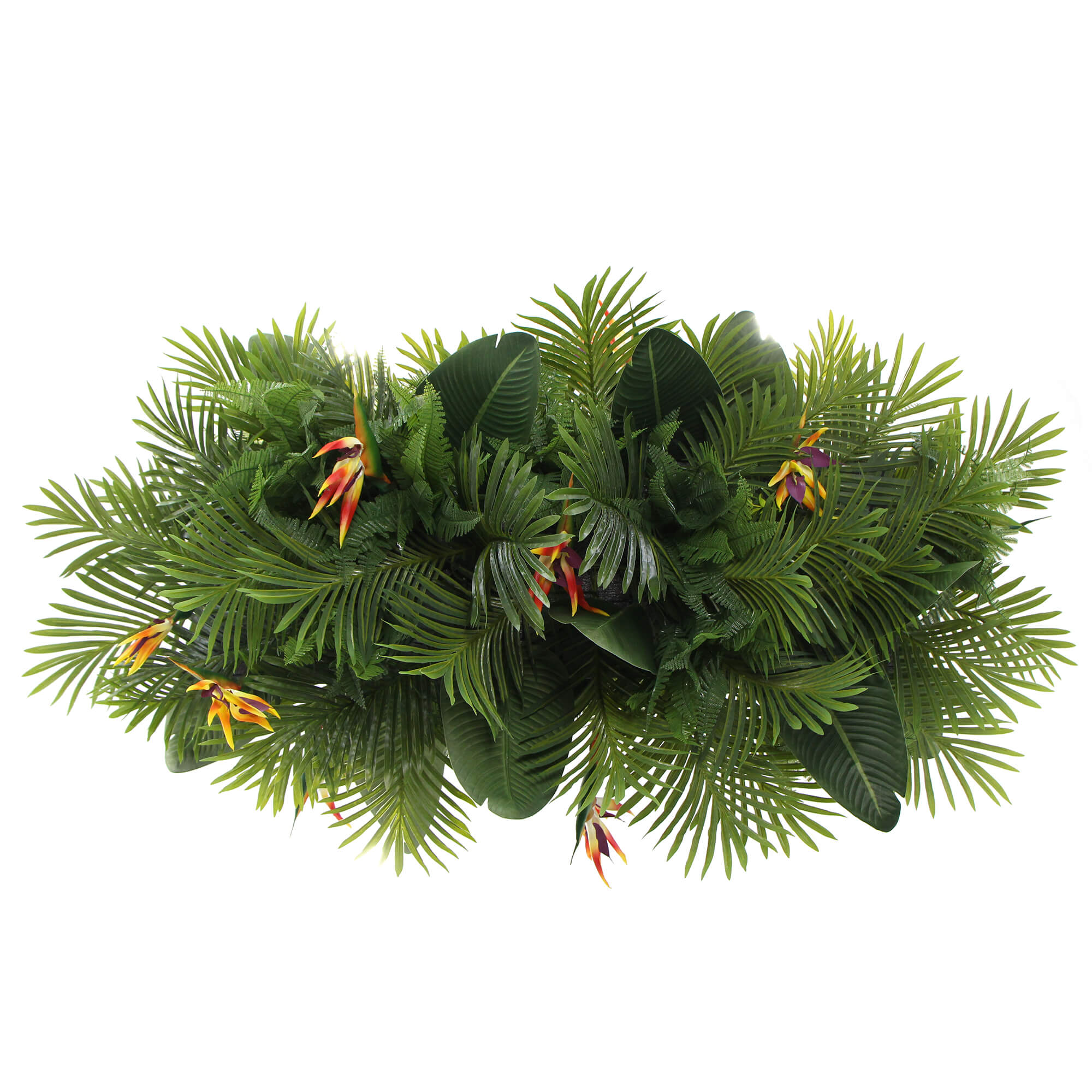 Premium Artificial Hanging Plant Arrangement With Tropical Flowers 100cm X 30cm Mesh + Foliage