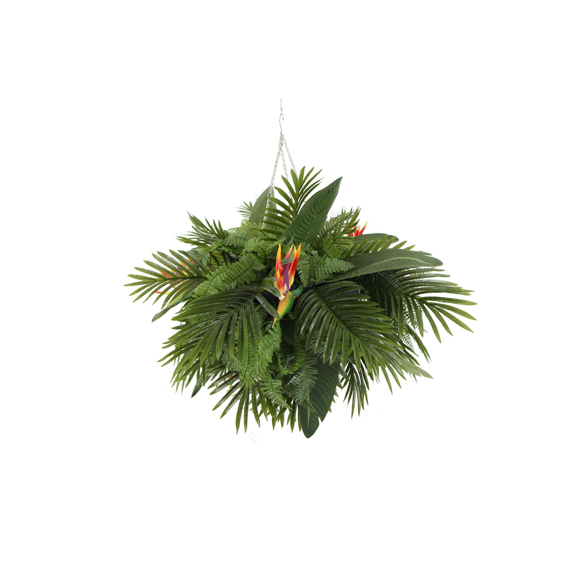 Premium Artificial Hanging Plant Arrangement With Tropical Flowers 100cm X 30cm Mesh + Foliage
