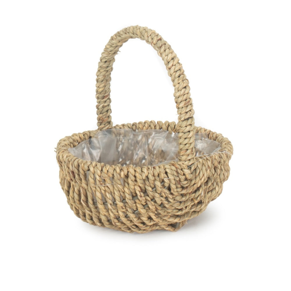 Small Seagrass Plastic Lined Shopping Basket