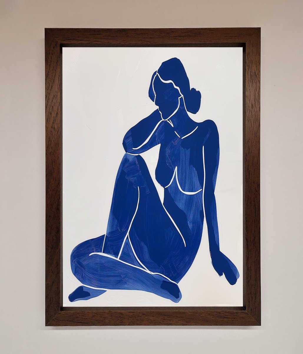 Blue Woman Pose Matisse Style Framed Print