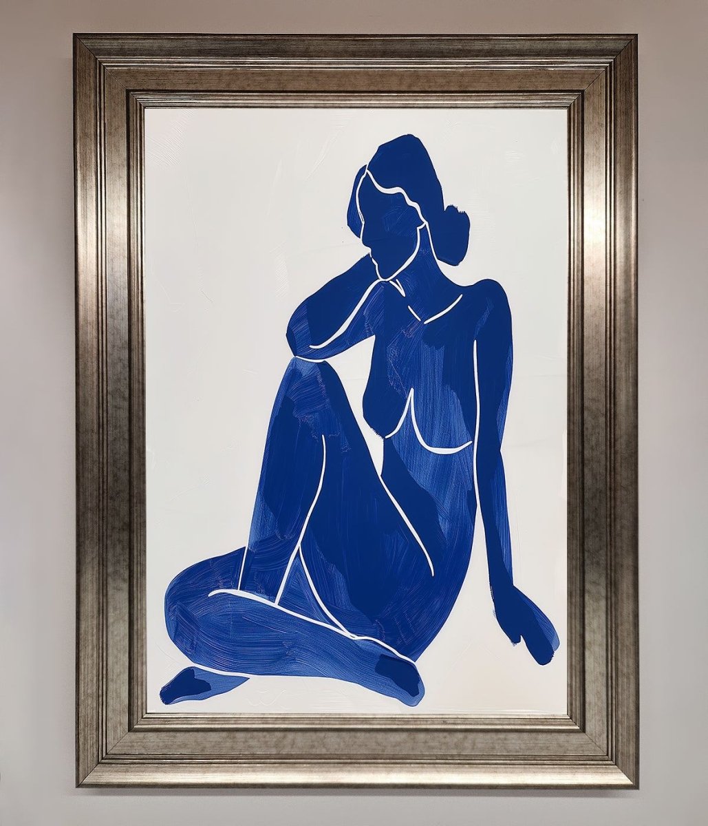 Blue Woman Pose Matisse Style Framed Print