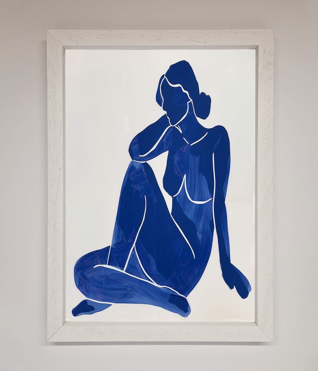Blue Woman Pose Matisse Style Framed Print