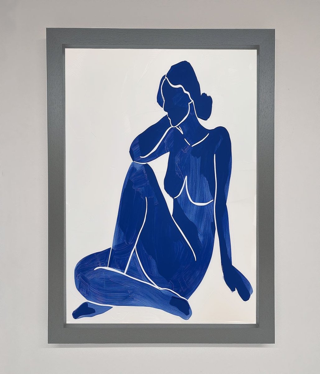 Blue Woman Pose Matisse Style Framed Print