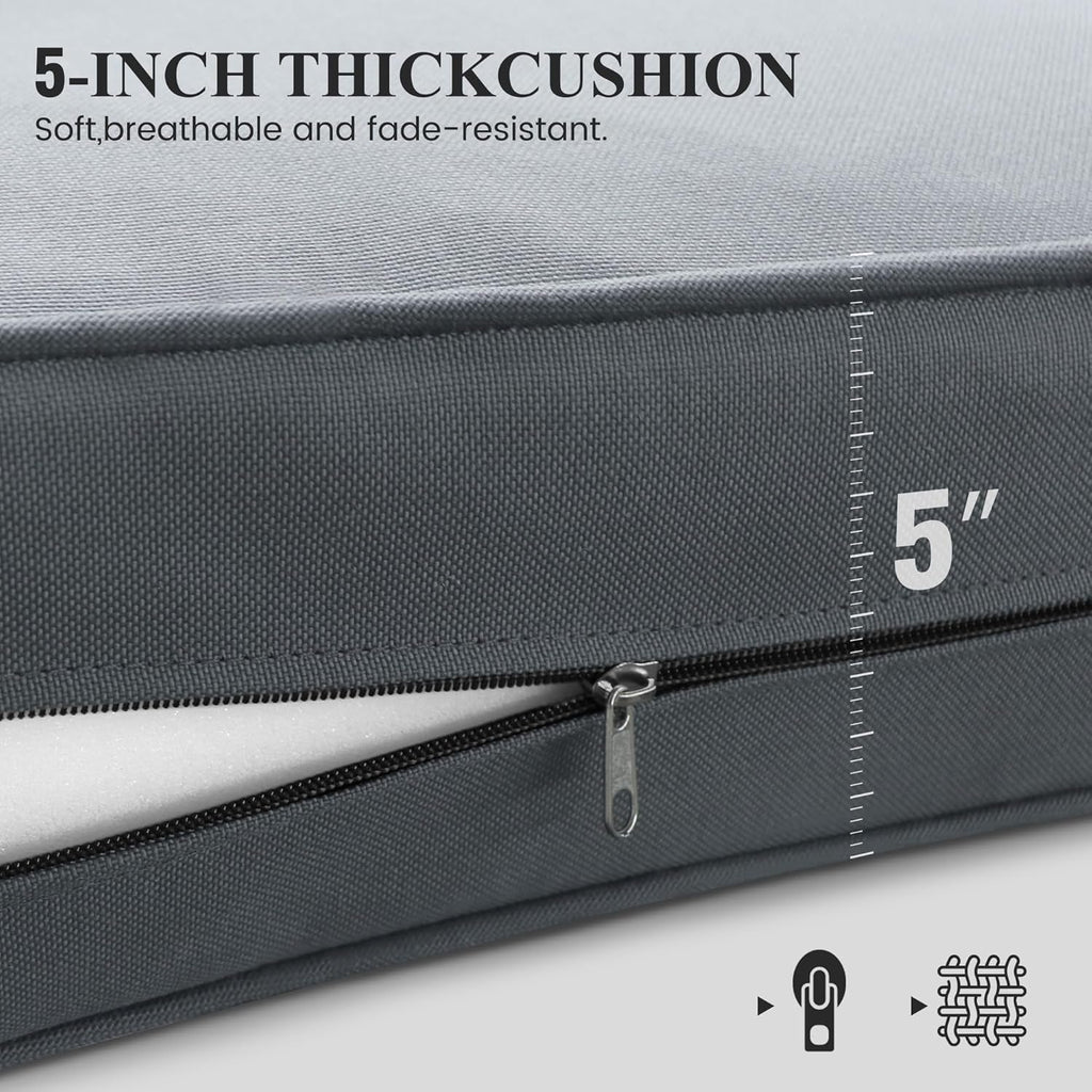 Aluminum Patio Furniture Set, 7 Piece Metal Outdoor Furniture Set, Patio Furniture Set with Waterproof Covers for Backyard Garden（Grey）