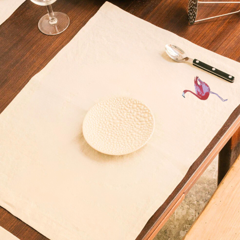 Table Mats -Flamingo Bird Embroidery