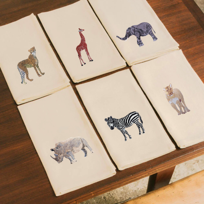 Napkins with Zebra Embroidery