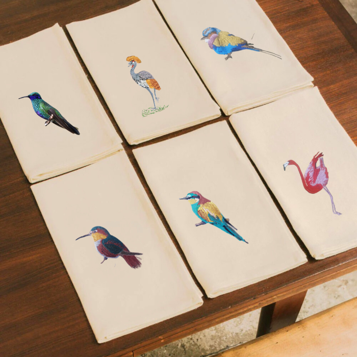 Napkins with Humming Bird Embroidery
