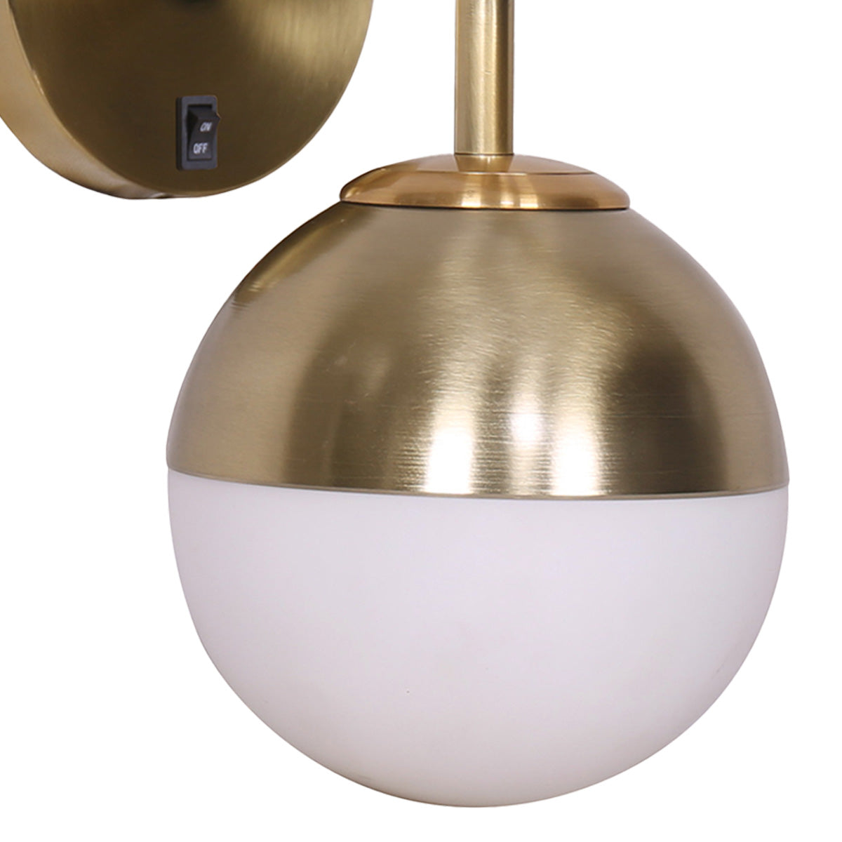 NNEDPE Wall Lamp with Gold Metal Base and White Glass Shade