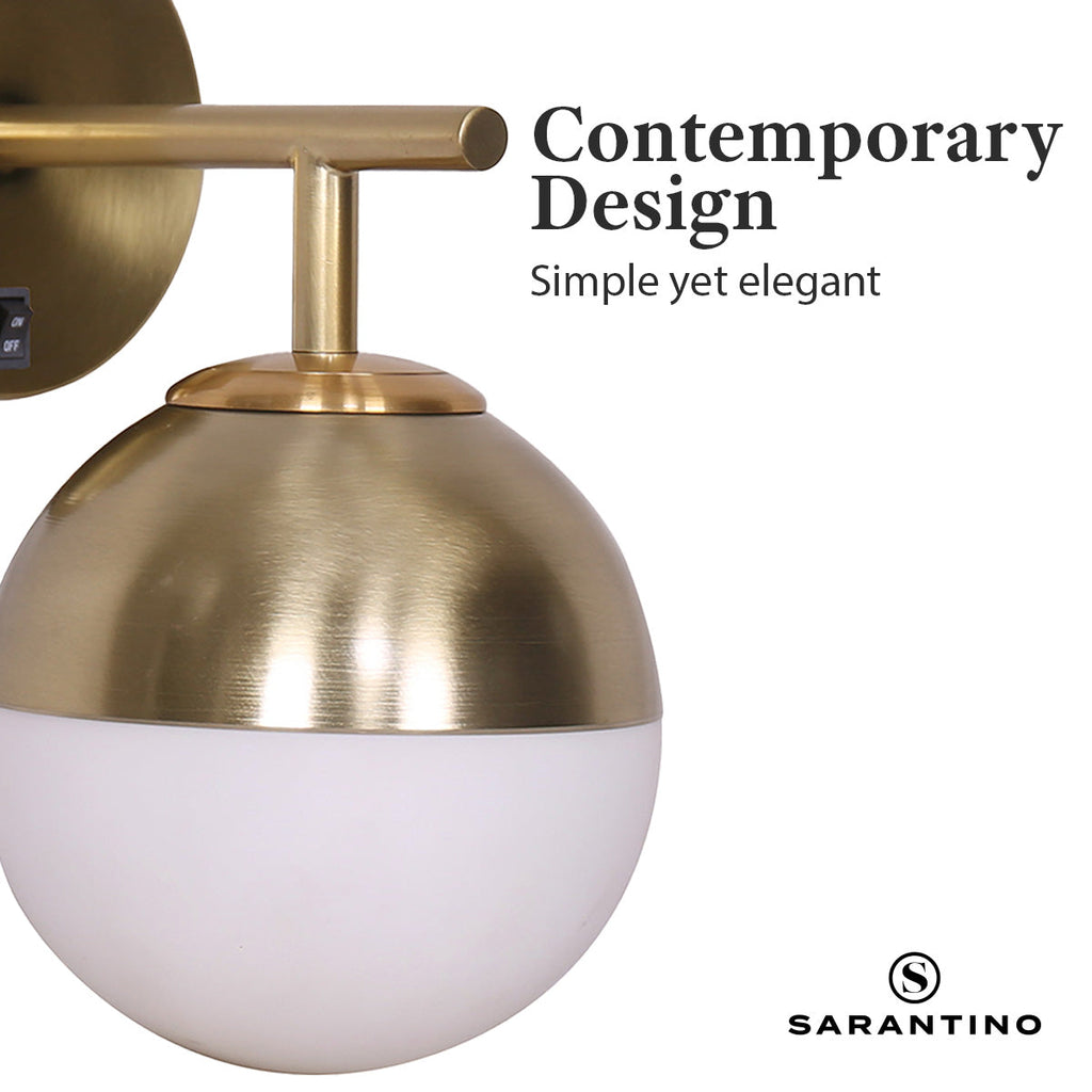 NNEDPE Wall Lamp with Gold Metal Base and White Glass Shade