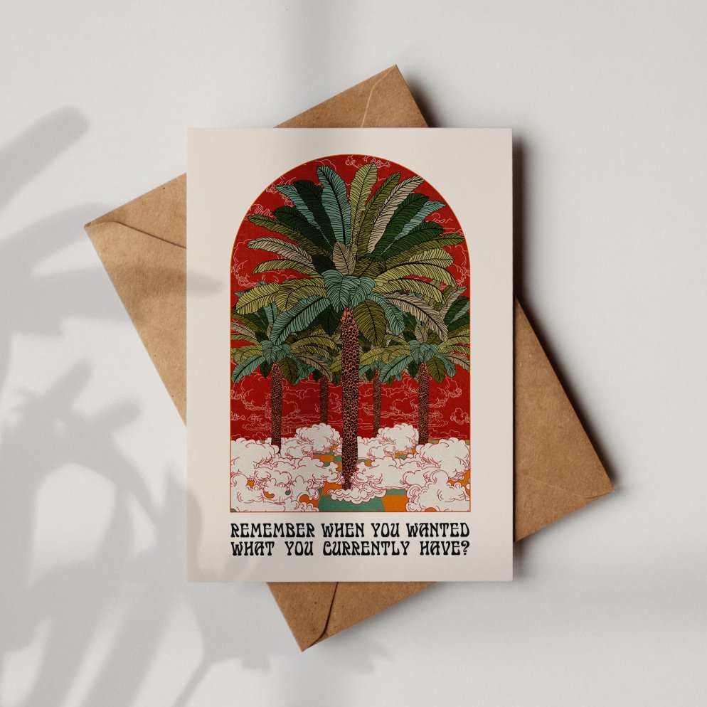 'Remember When' Retro Palm Tree A6 Greetings Card | Fully Recycled
