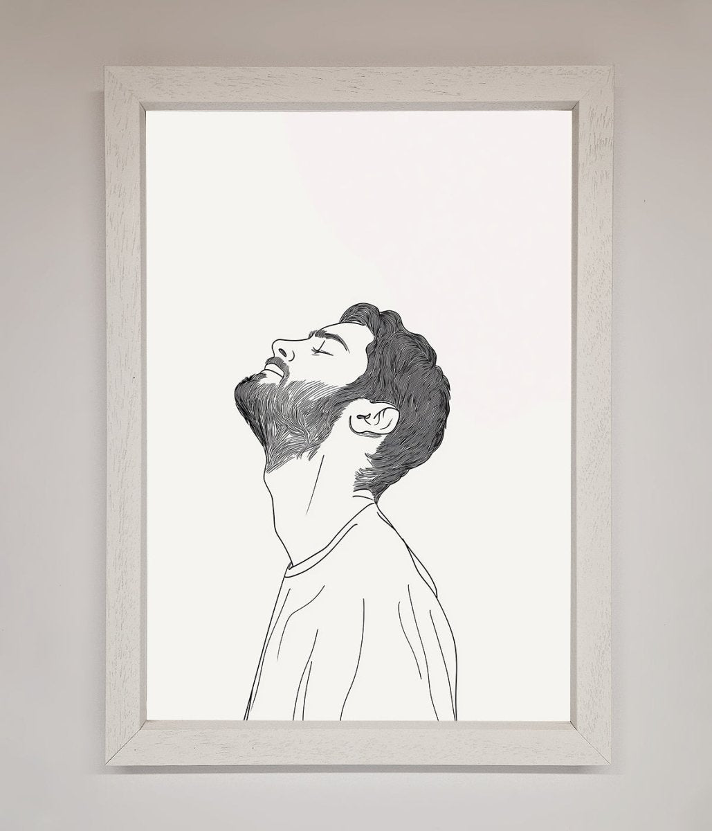 The Man In The Morning Line Art Framed Print-3
