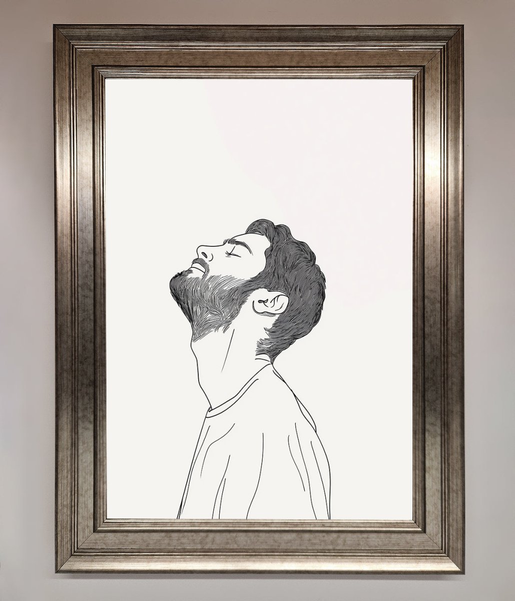 The Man In The Morning Line Art Framed Print-5