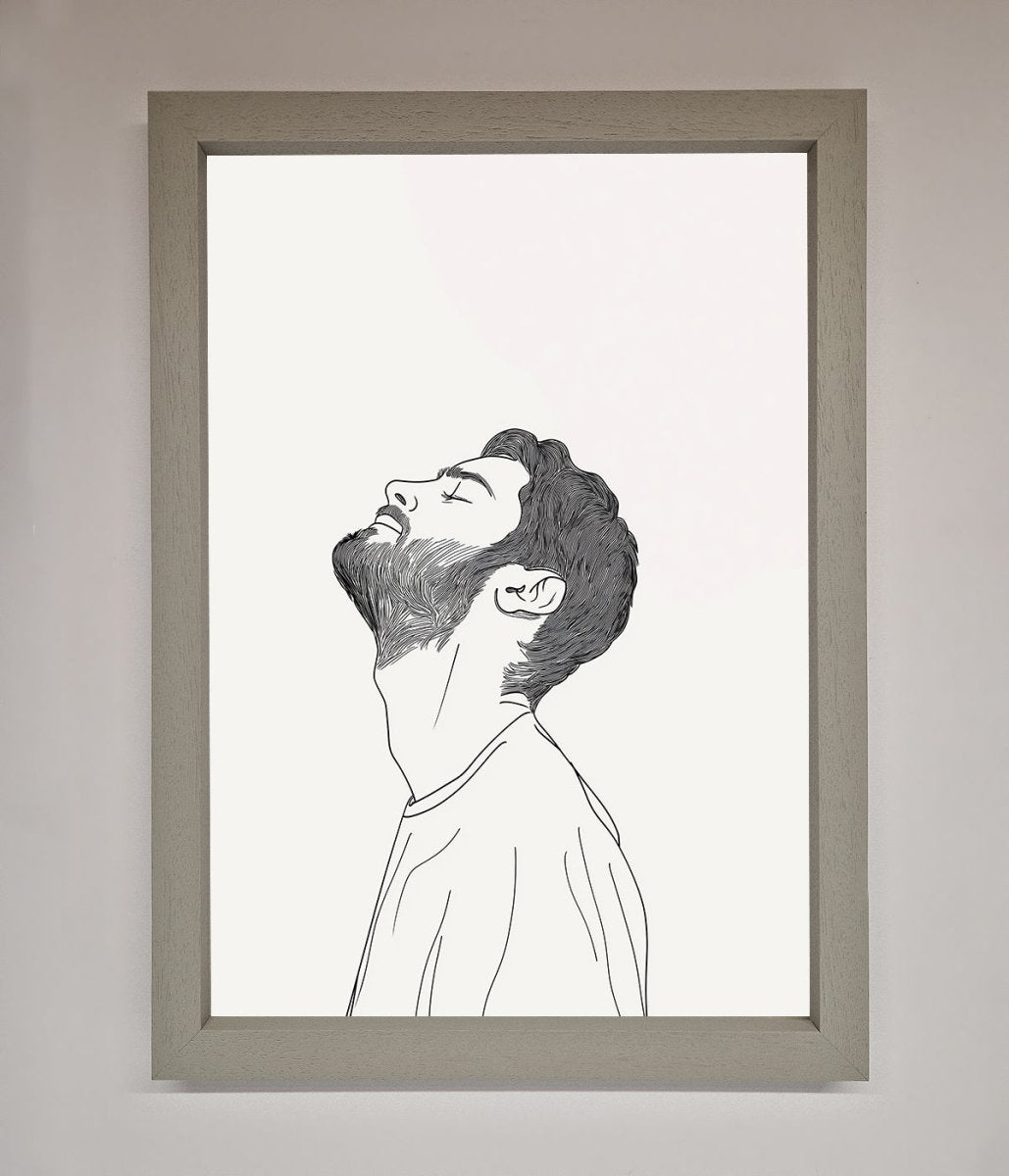 The Man In The Morning Line Art Framed Print-4