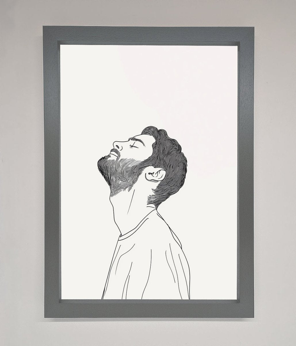 The Man In The Morning Line Art Framed Print-0