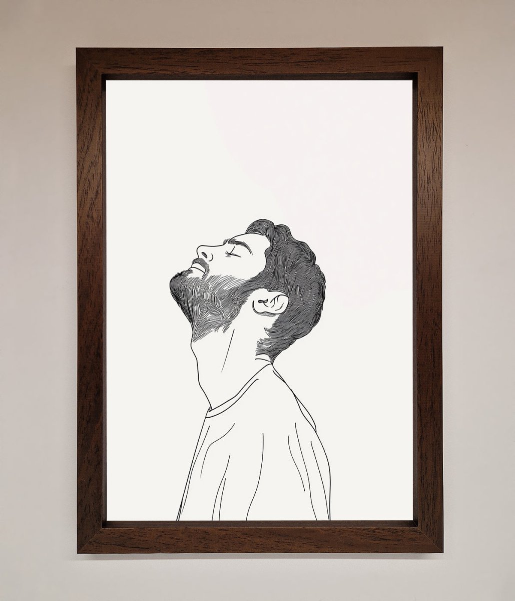 The Man In The Morning Line Art Framed Print-1