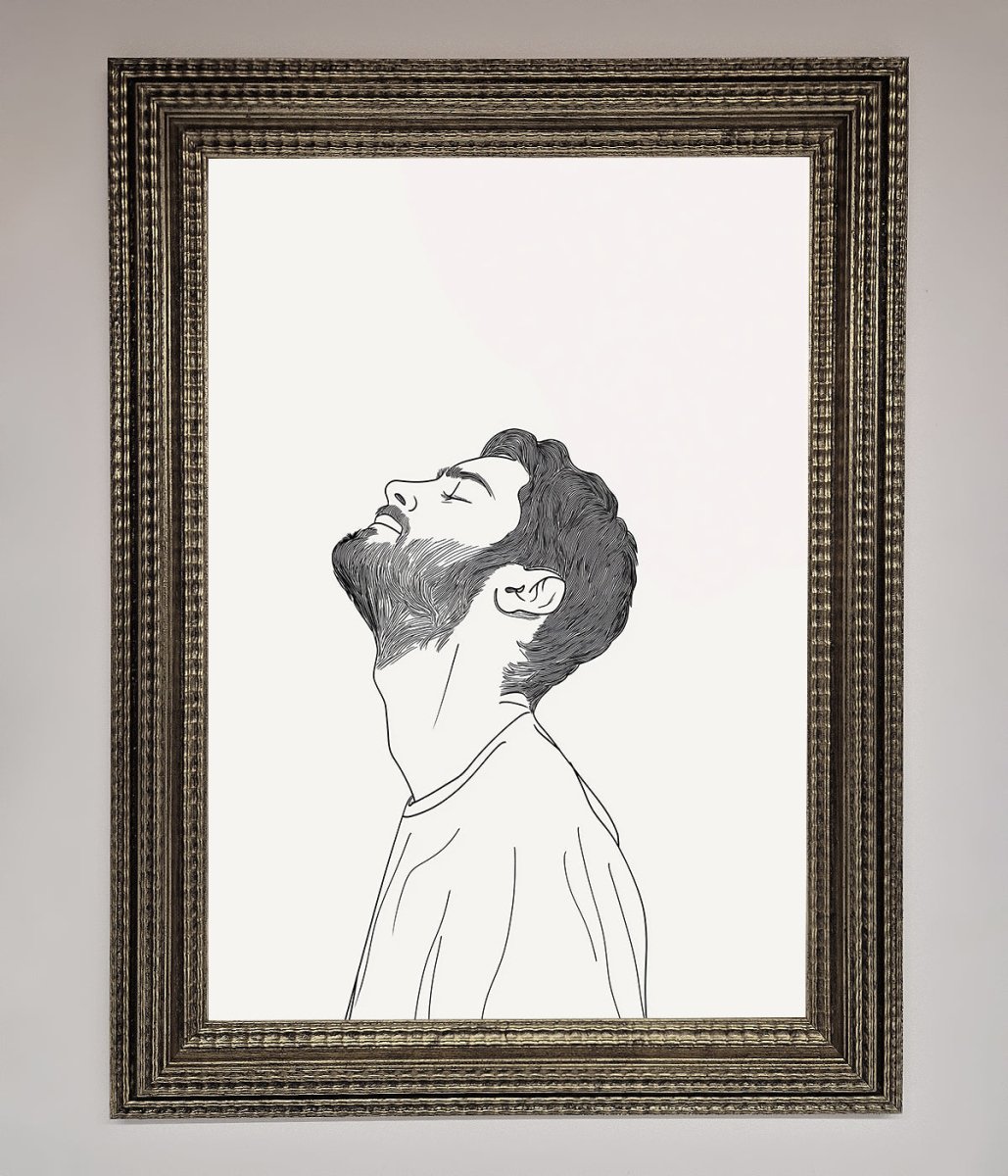 The Man In The Morning Line Art Framed Print-16