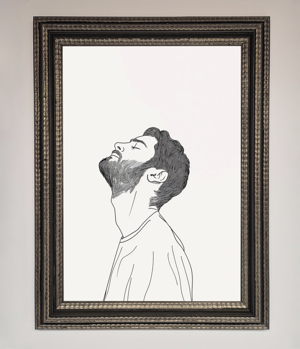 The Man In The Morning Line Art Framed Print-17