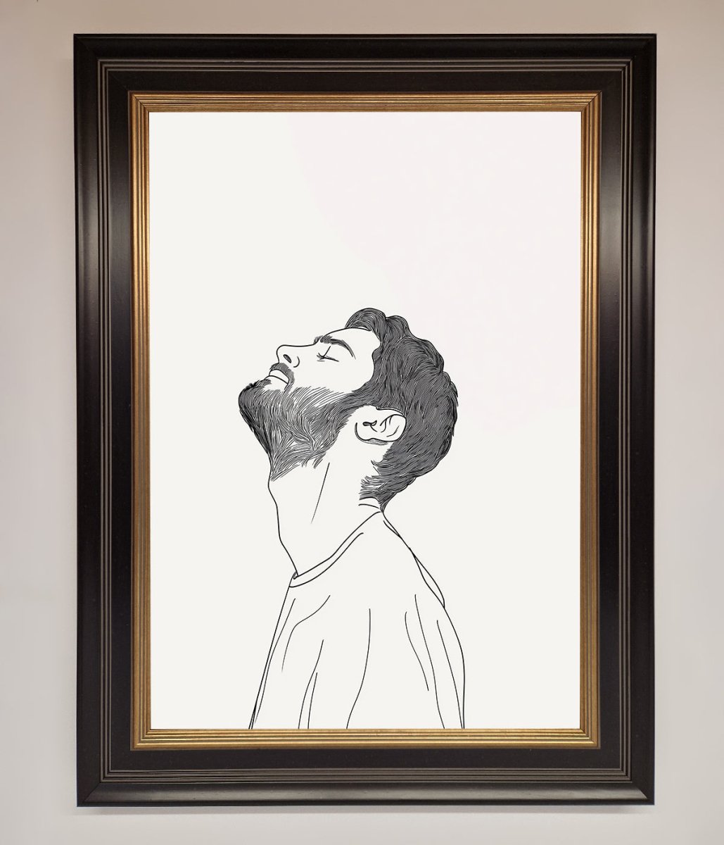 The Man In The Morning Line Art Framed Print-9