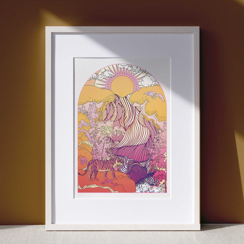 The Waterfall Tiger Art Print
