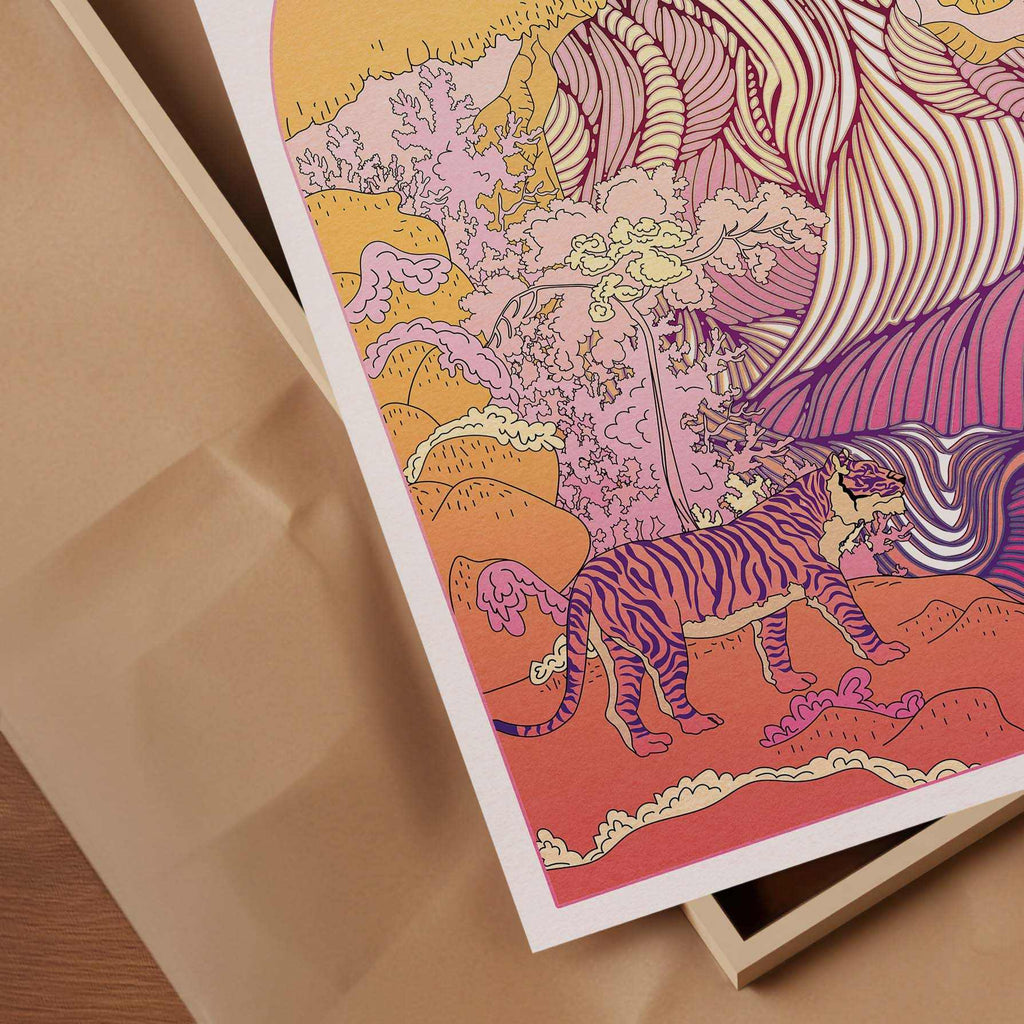 The Waterfall Tiger Art Print