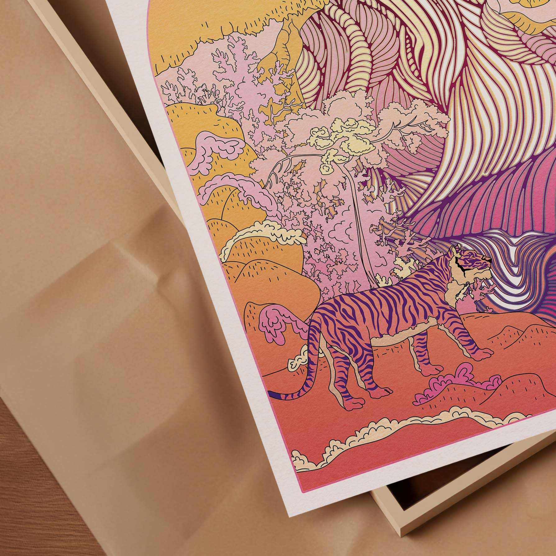 The Waterfall Tiger Art Print