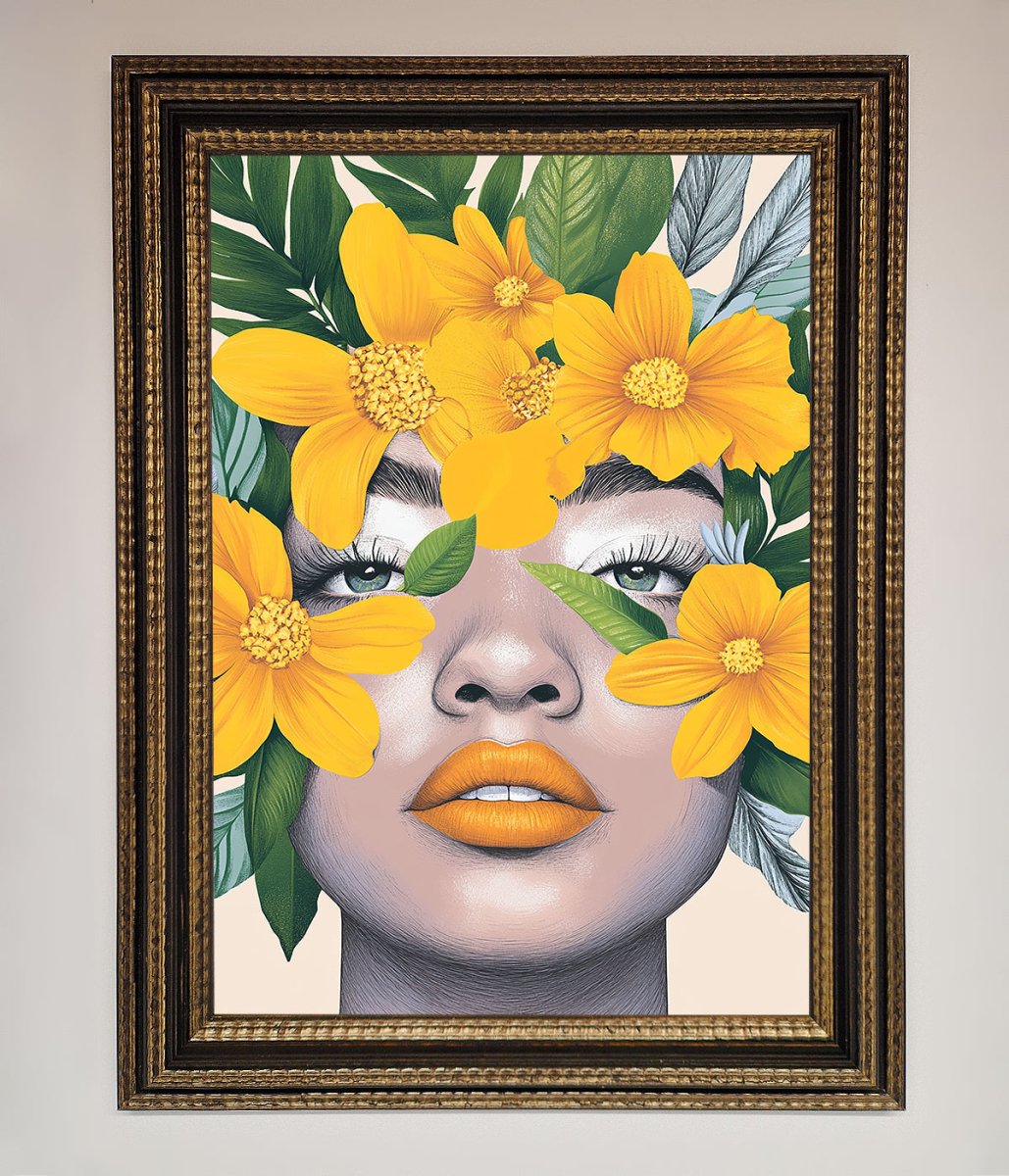 Yellow Flowers Head Framed Poster-18