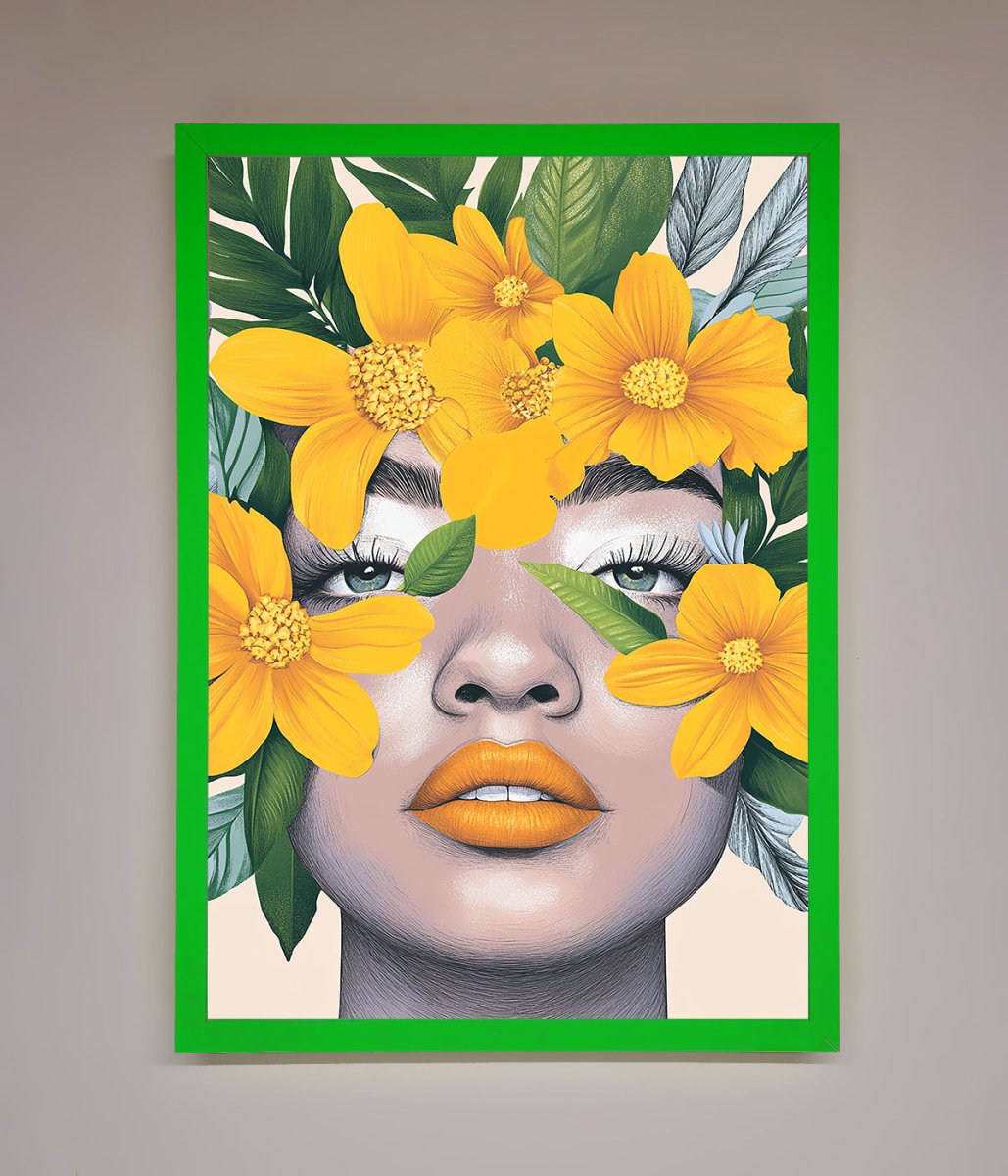 Yellow Flowers Head Framed Poster-0