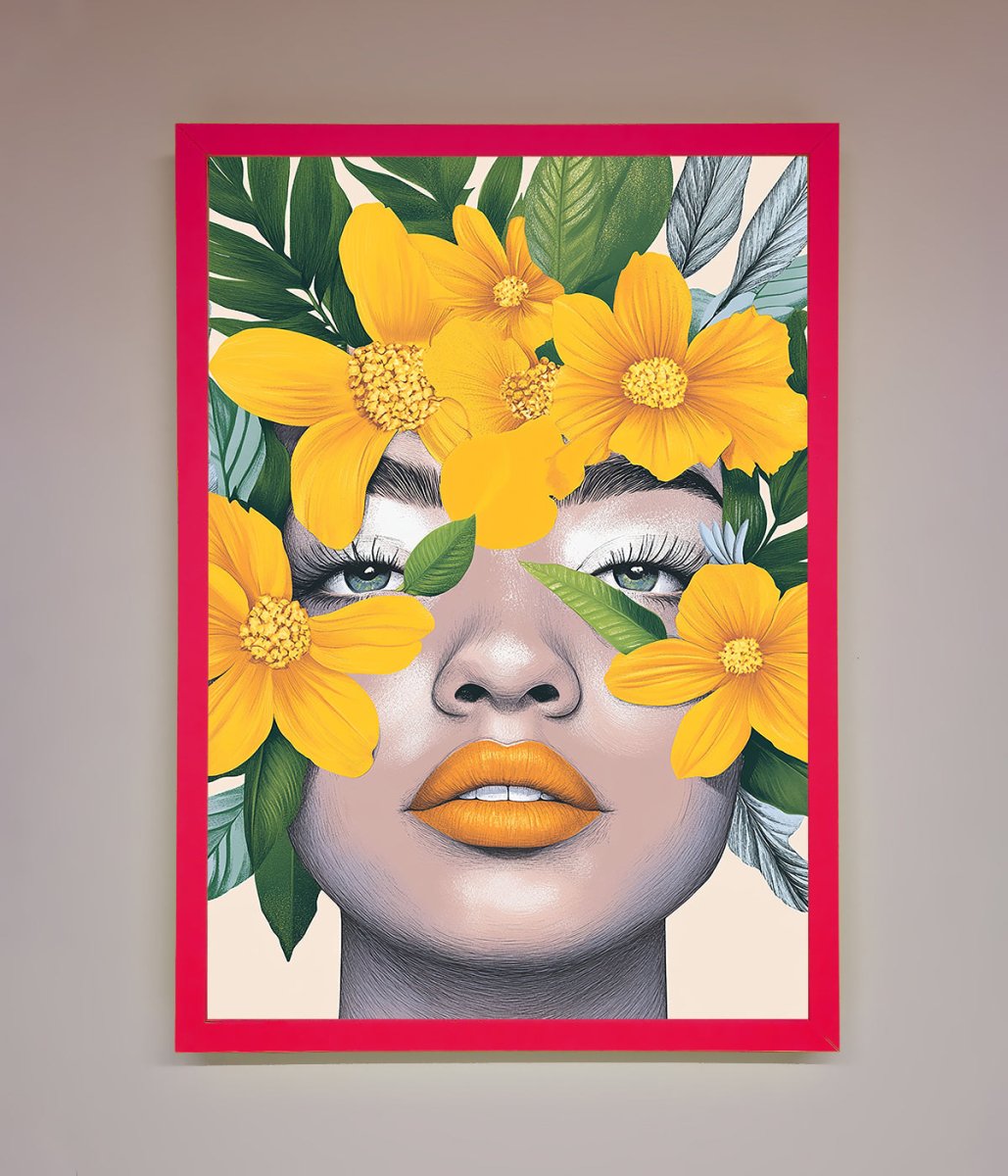 Yellow Flowers Head Framed Poster-13