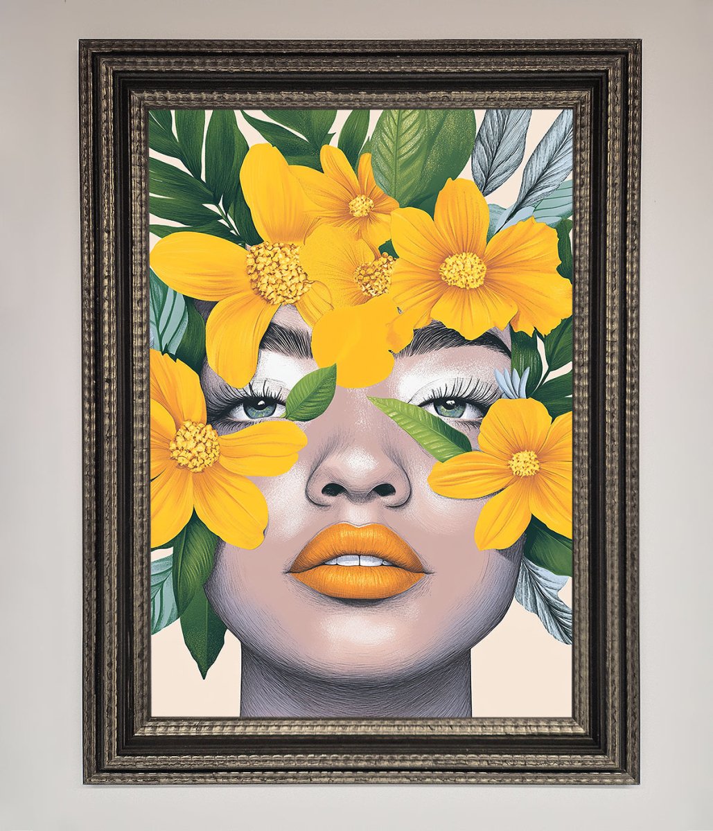 Yellow Flowers Head Framed Poster-17